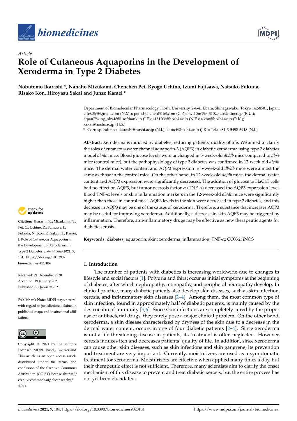 Role of Cutaneous Aquaporins in the Development of Xeroderma in Type 2 Diabetes