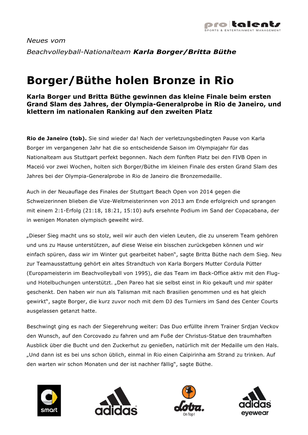 Borger/Büthe Holen Bronze in Rio