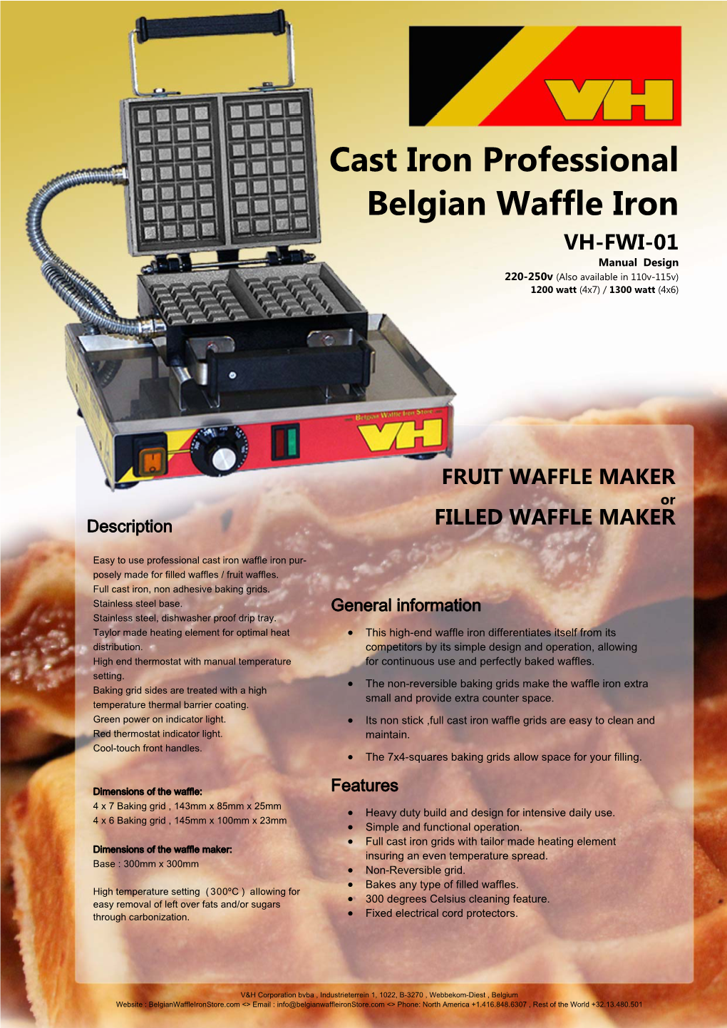 Commercial Cast Iron Fruit Waffle Maker