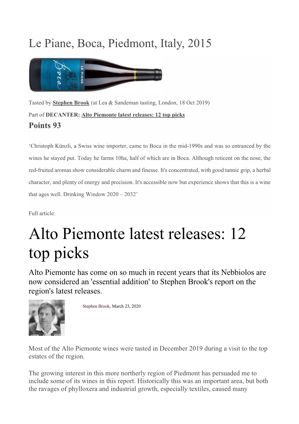 Alto Piemonte Latest Releases: 12 Top Picks
