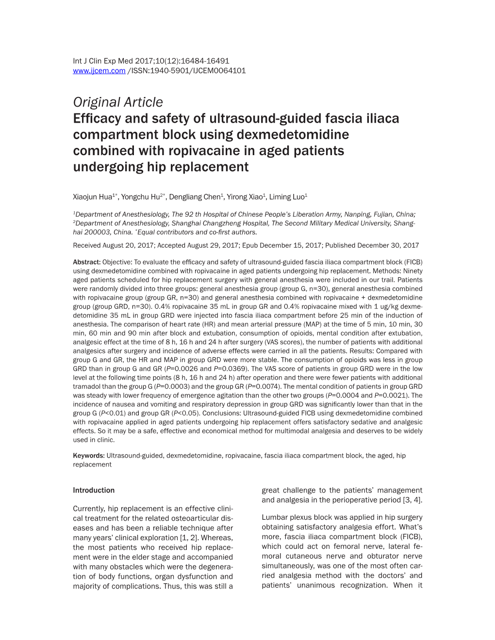 Original Article Efficacy and Safety of Ultrasound-Guided Fascia Iliaca