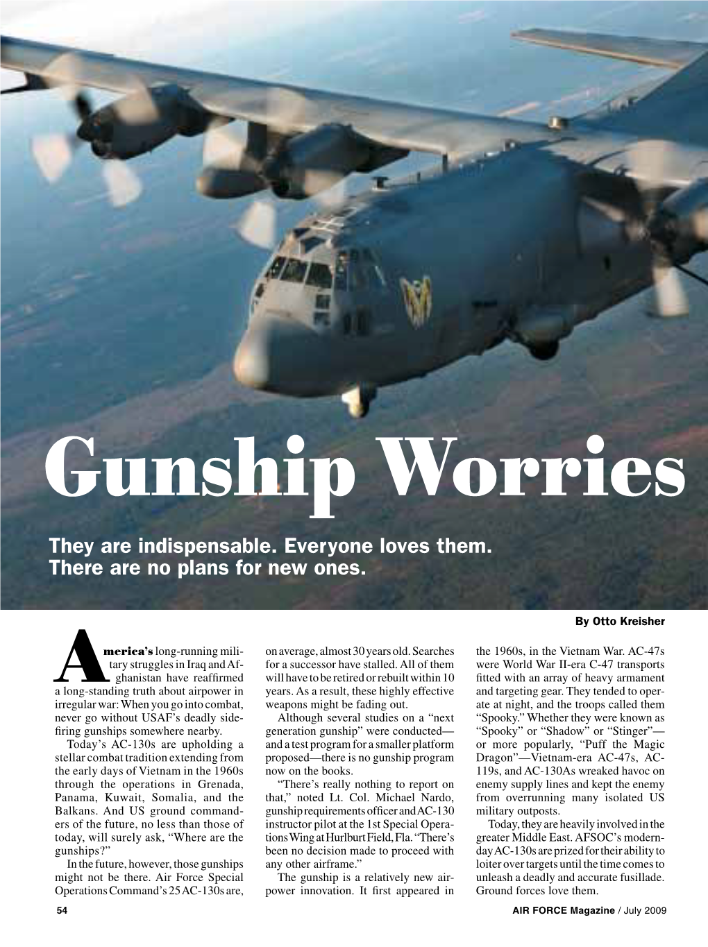 Gunship Worries Air Force Magazine Article