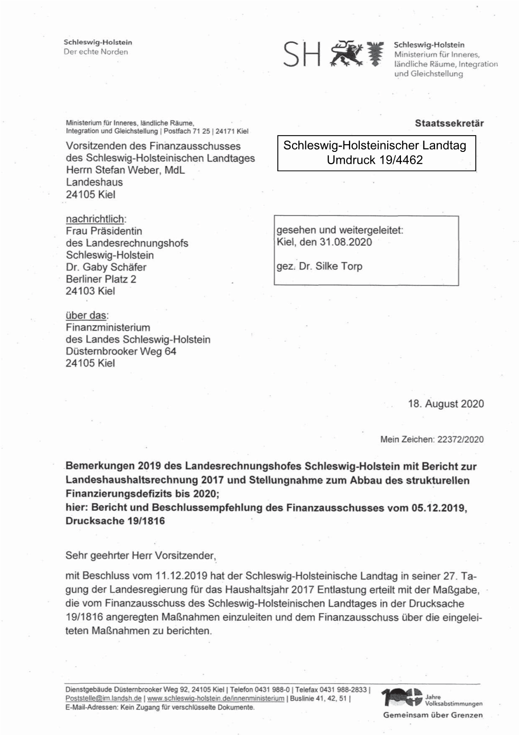 Schleswig-Holsteinischer Landtag Umdruck 19/4462 - 2