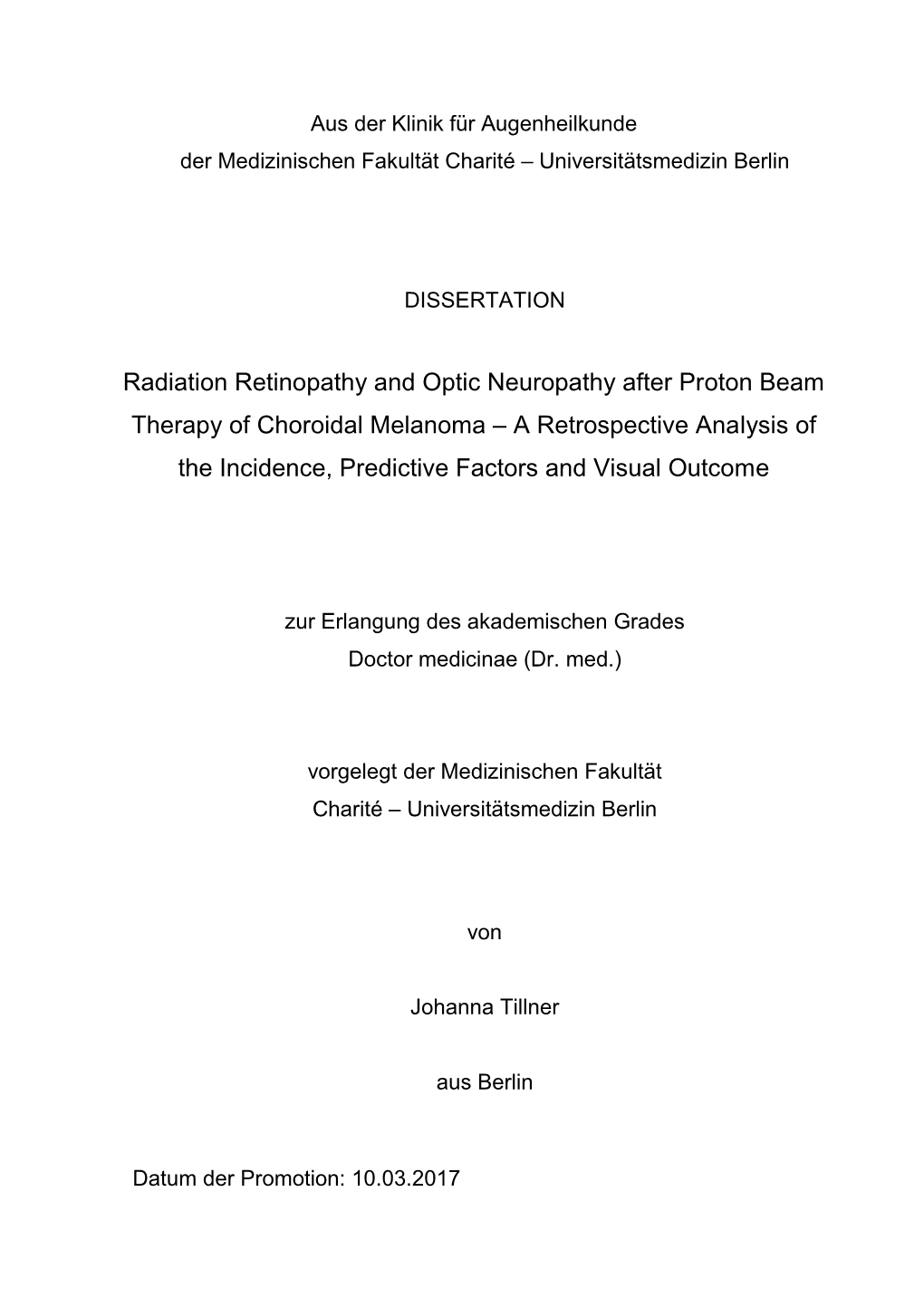 Radiation Retinopathy and Optic Neuropathy After Proton