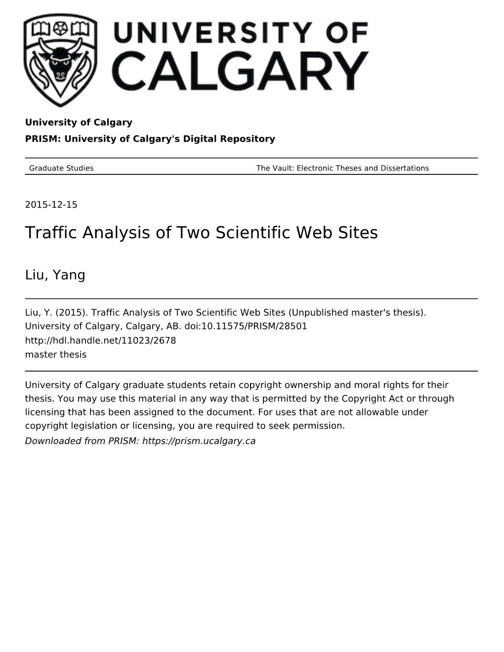 Traffic Analysis of Two Scientific Web Sites