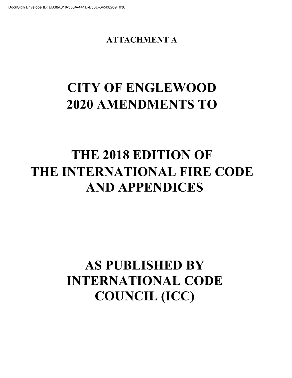 City of Englewood 2020 Amendments to the 2018