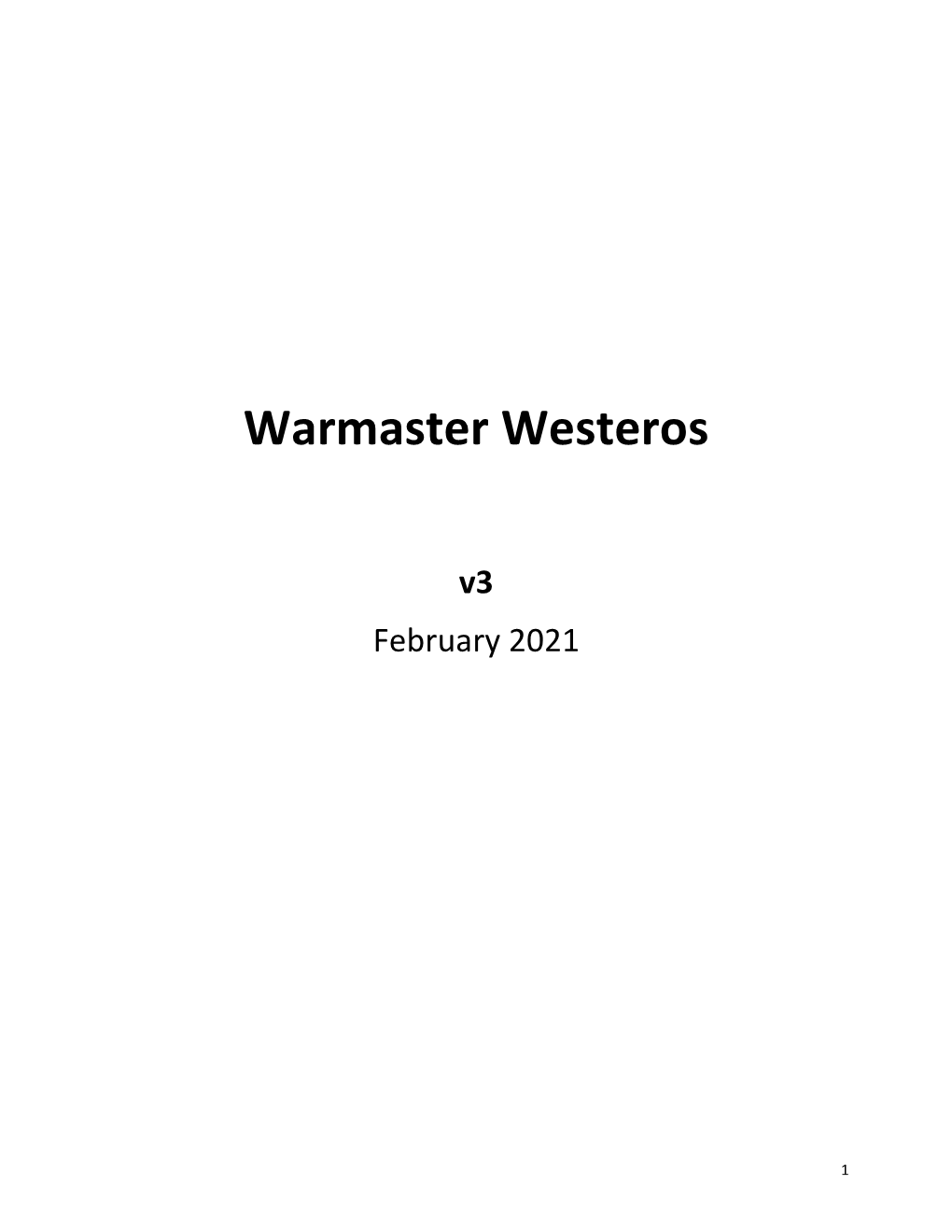Warmaster Westeros