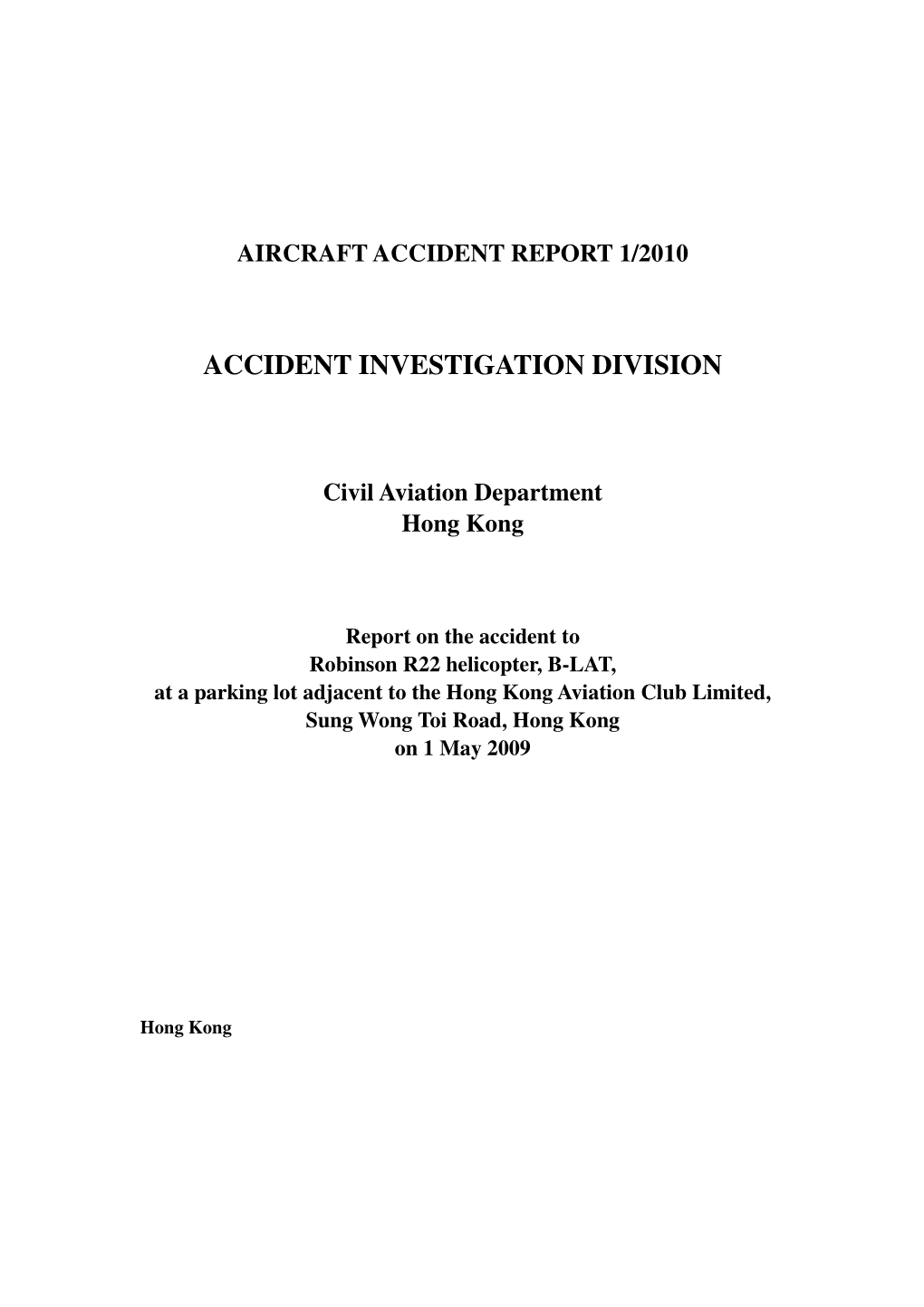 Aircraft Accident Report 1/2010