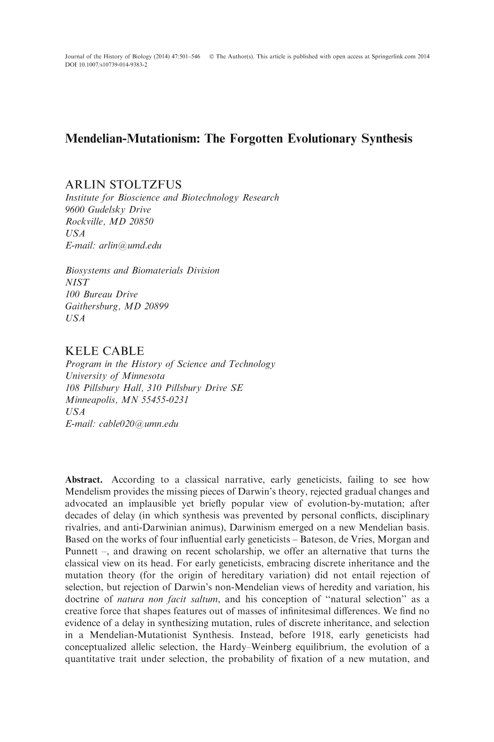 Mendelian-Mutationism: the Forgotten Evolutionary Synthesis