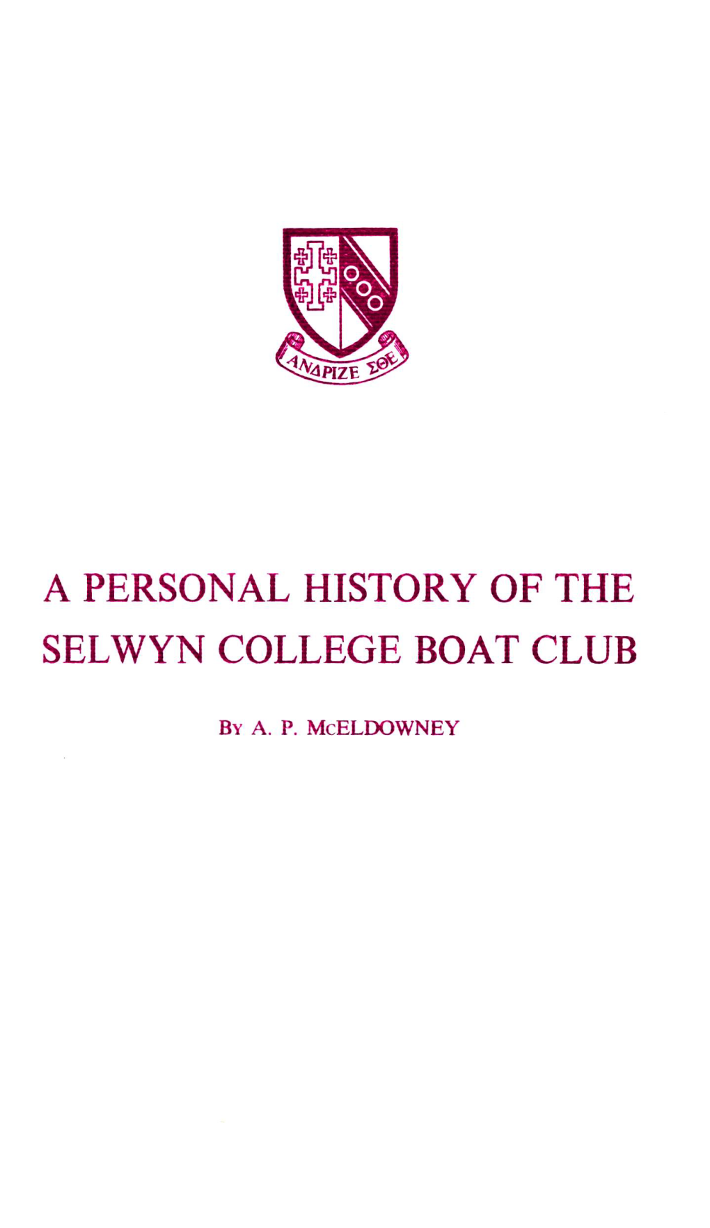 A Personal History of the Selwyn College Boat Club