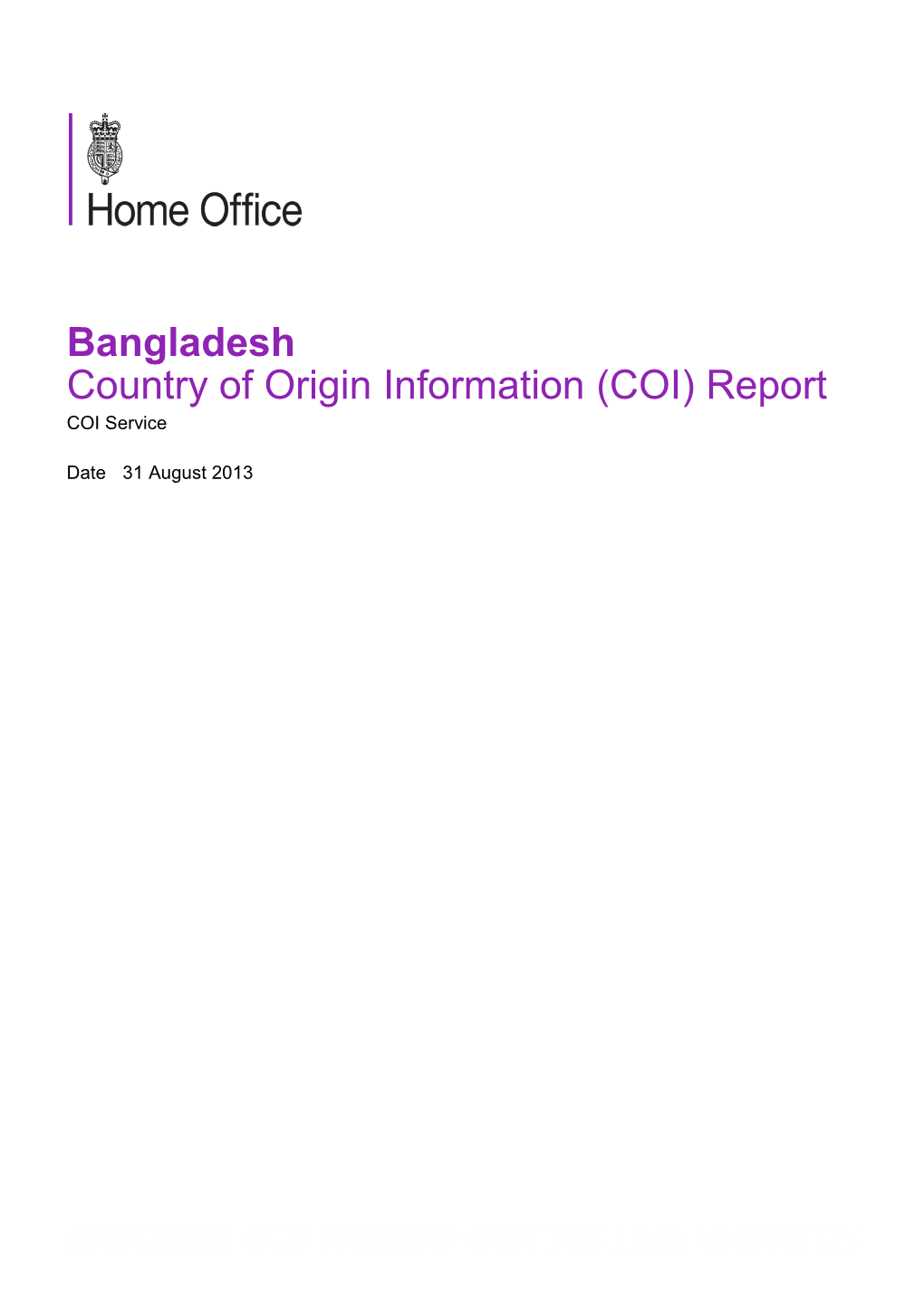 Bangladesh Country of Origin Information (COI) Report COI Service