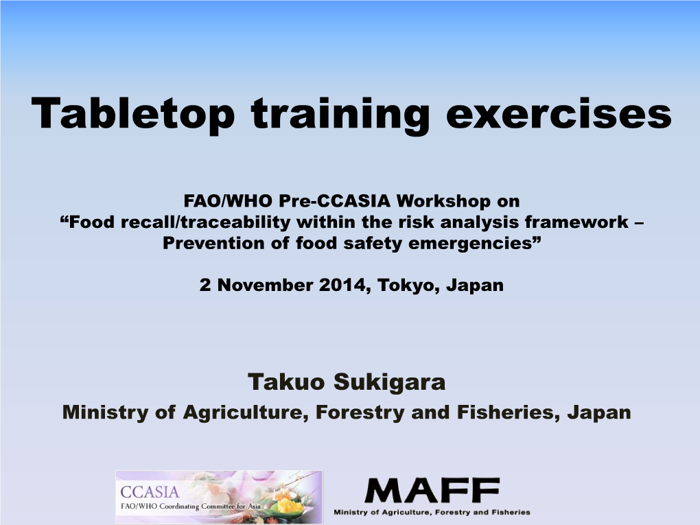 Tabletop Training Exercises FAO