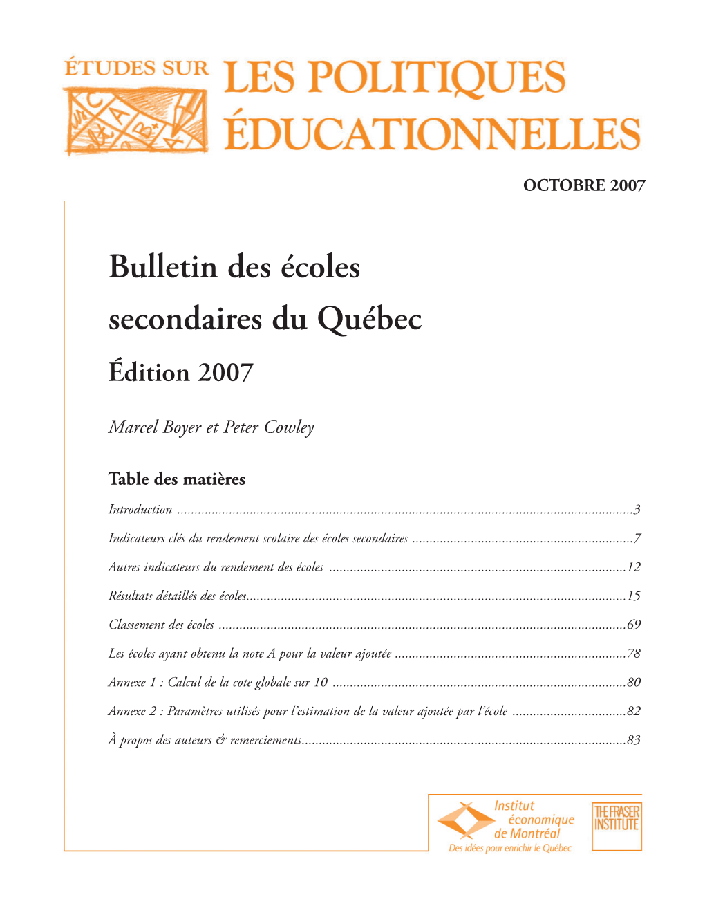 Bulletin Des Écoles Secondaires Du Québec Édition 2007