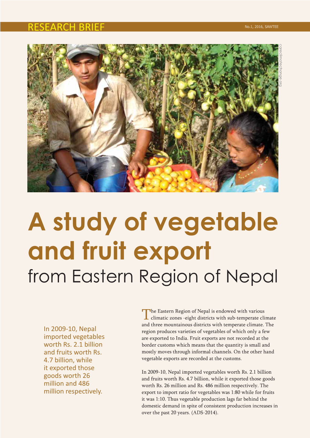 A Study of Vegetable and Fruit Export from Eastern Region of Nepal