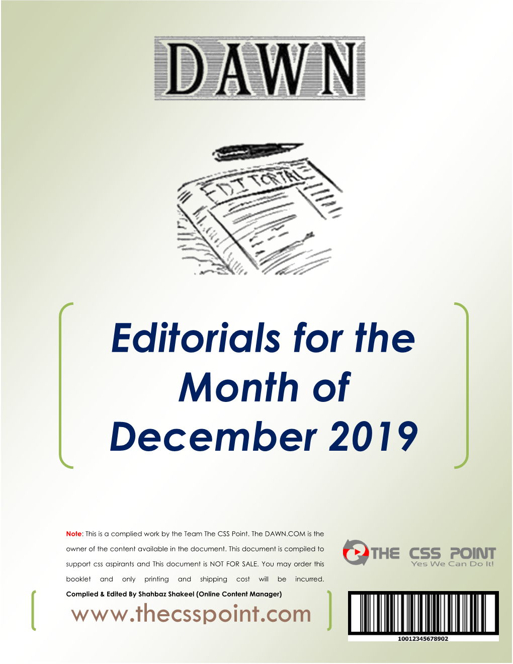 Editorials for the Month of December 2019