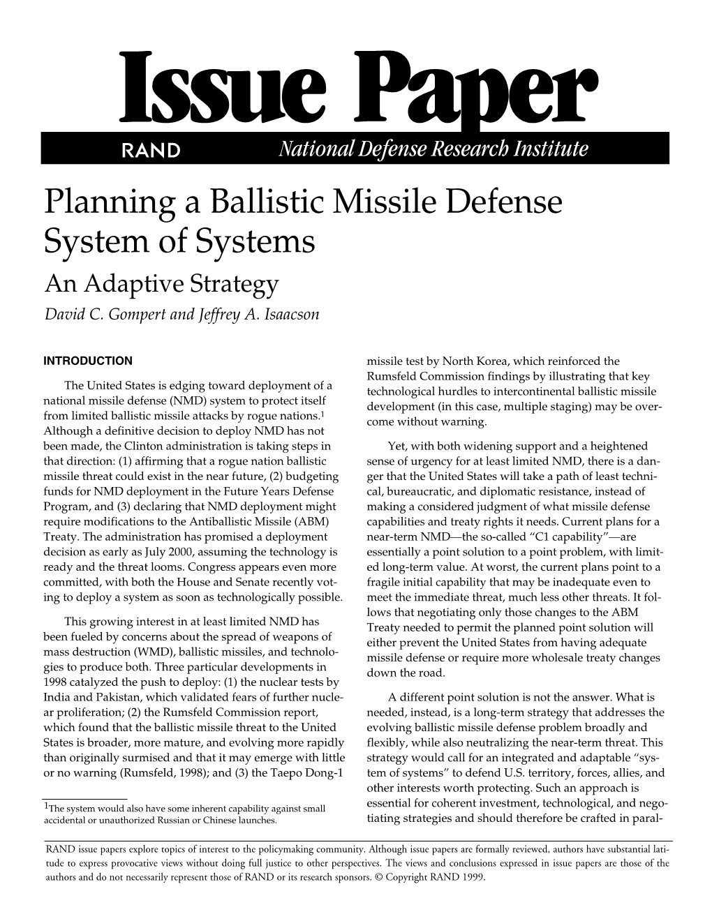 Planning a Ballistic Missile Defense System of Systems: an Adaptive