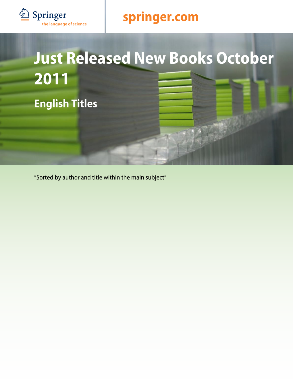 Just Released New Books October 2011 English Titles