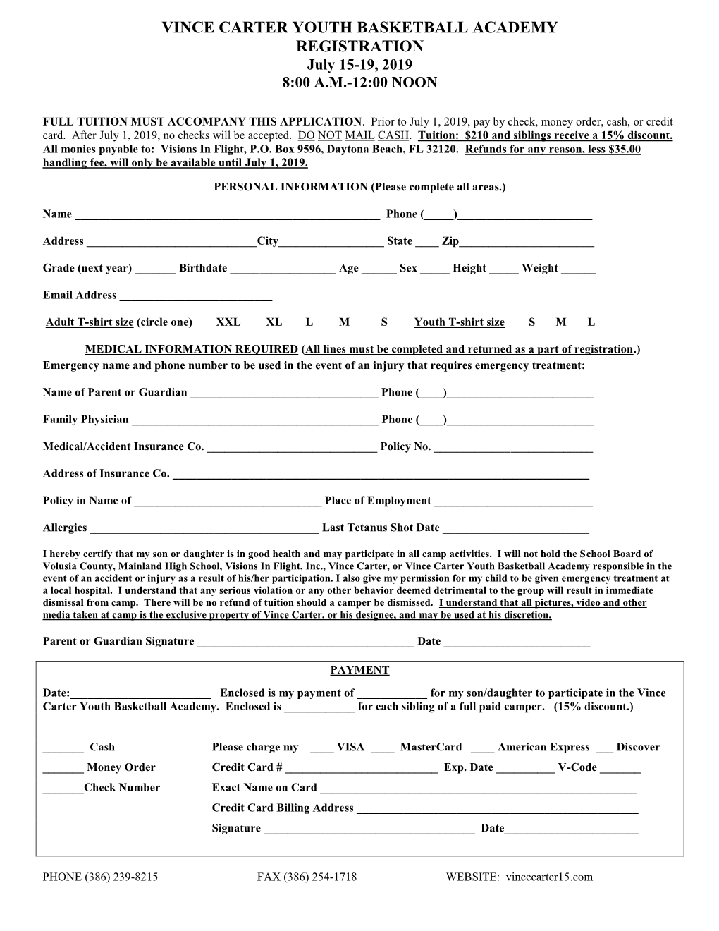 The 2019 Registration Form