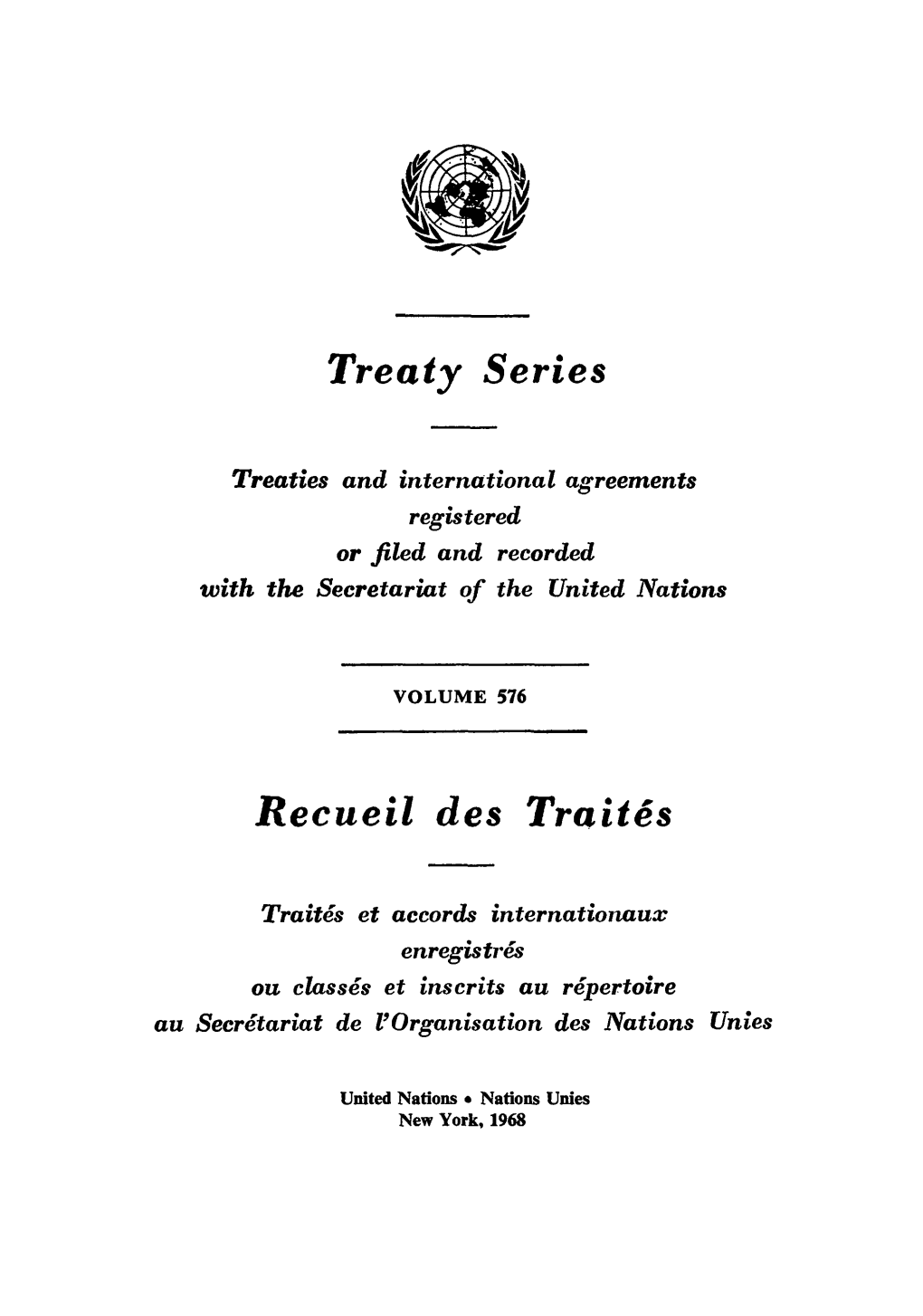 Treaty Series Recueil Des Traites