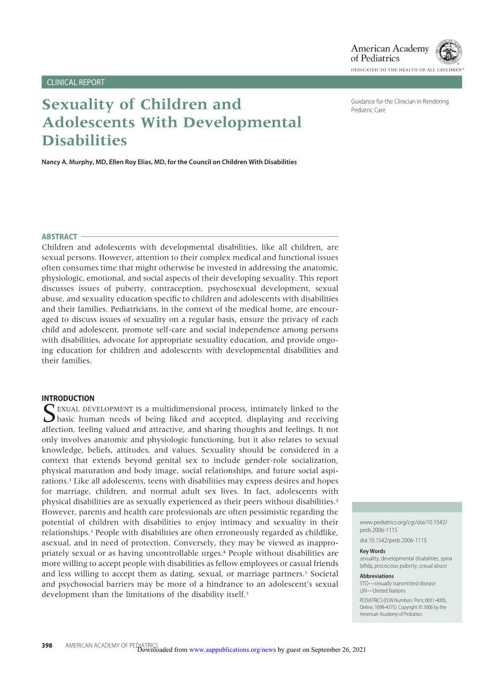 Sexuality of Children and Adolescents with Developmental Disabilities Nancy A