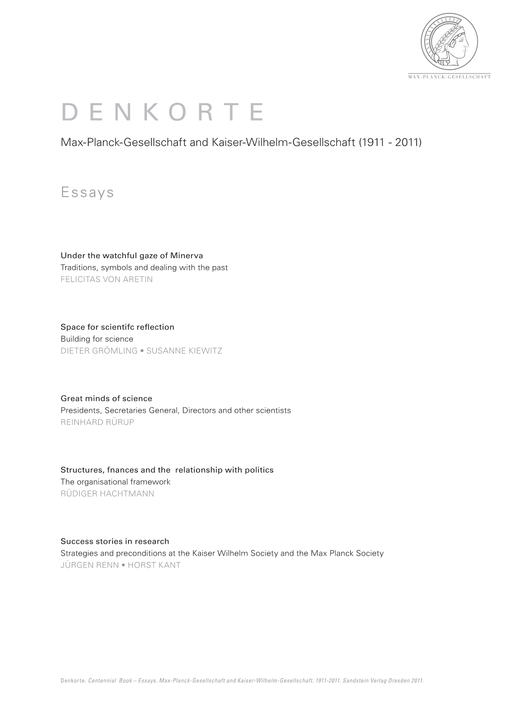 DENKORTE. Max-Planck-Gesellschaft And