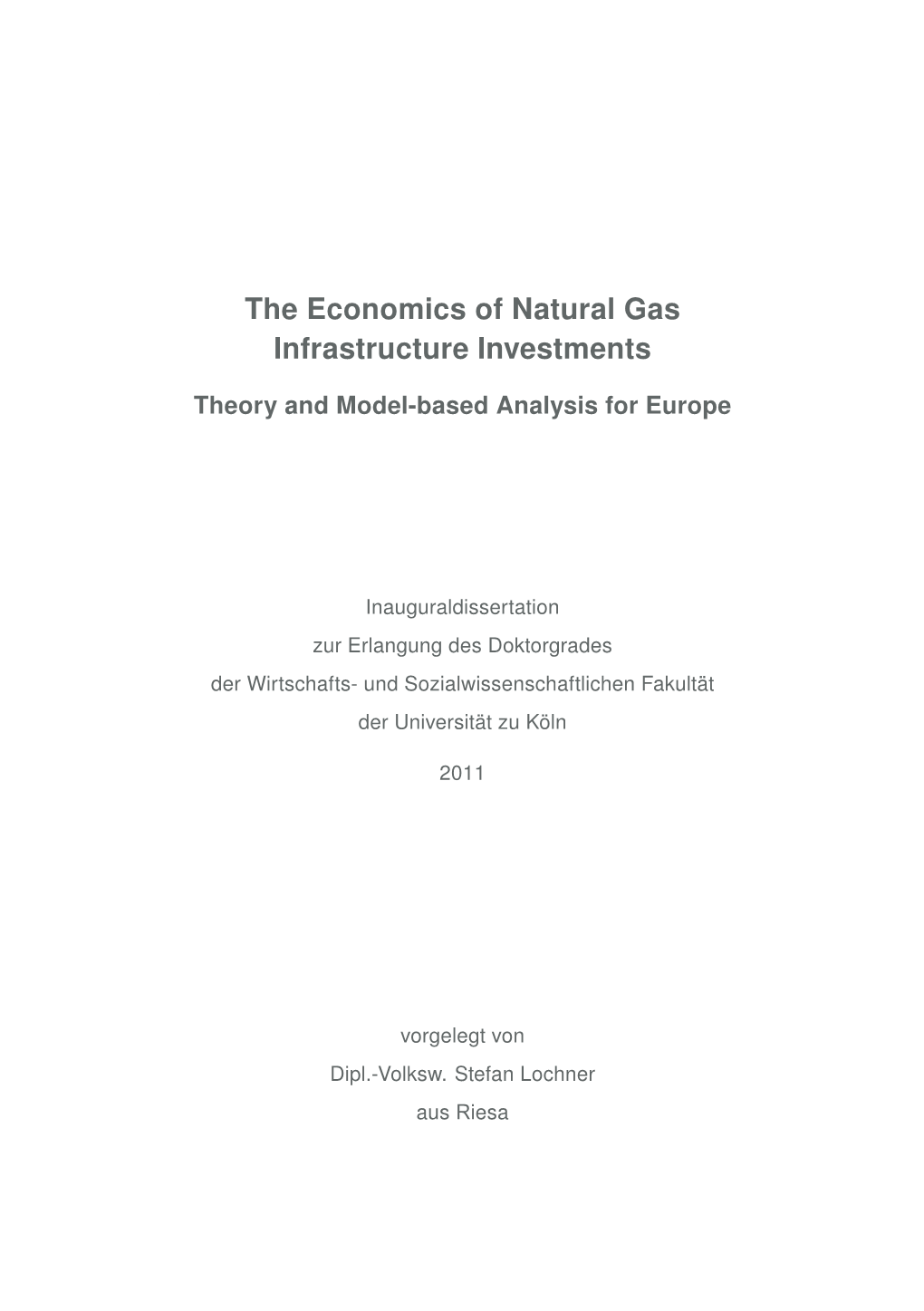 The Economics of Natural Gas Infrastructure Investments