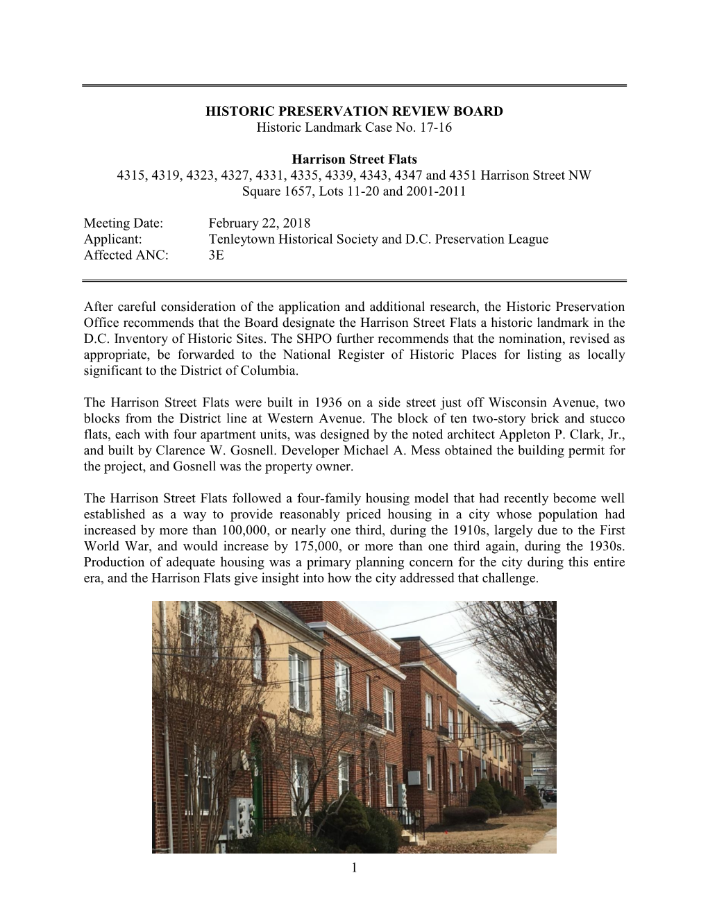 HISTORIC PRESERVATION REVIEW BOARD Historic Landmark Case No