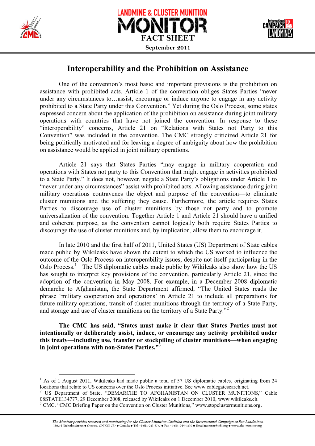 FACT SHEET Interoperability and the Prohibition on Assistance