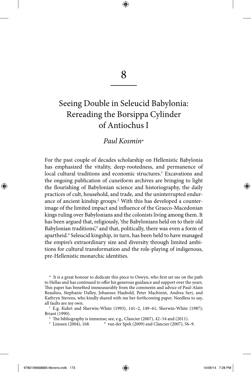 Seeing Double in Seleucid Babylonia: Rereading the Borsippa Cylinder of Antiochus I