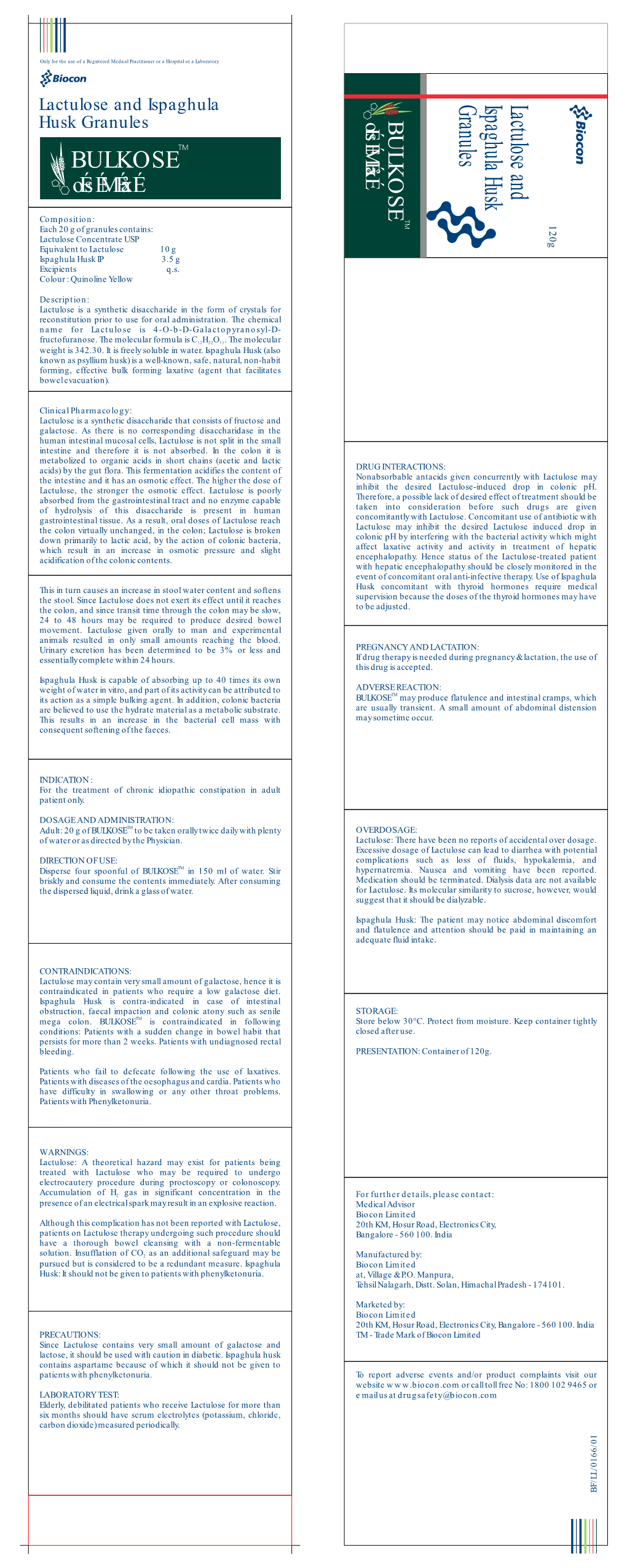 Lactulose and Ispaghula Husk Granules