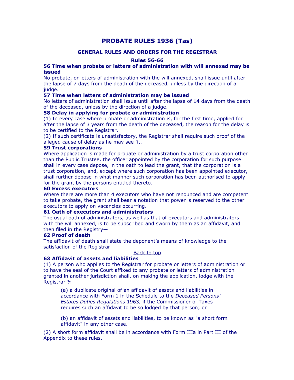 PROBATE RULES 1936 (Tas)