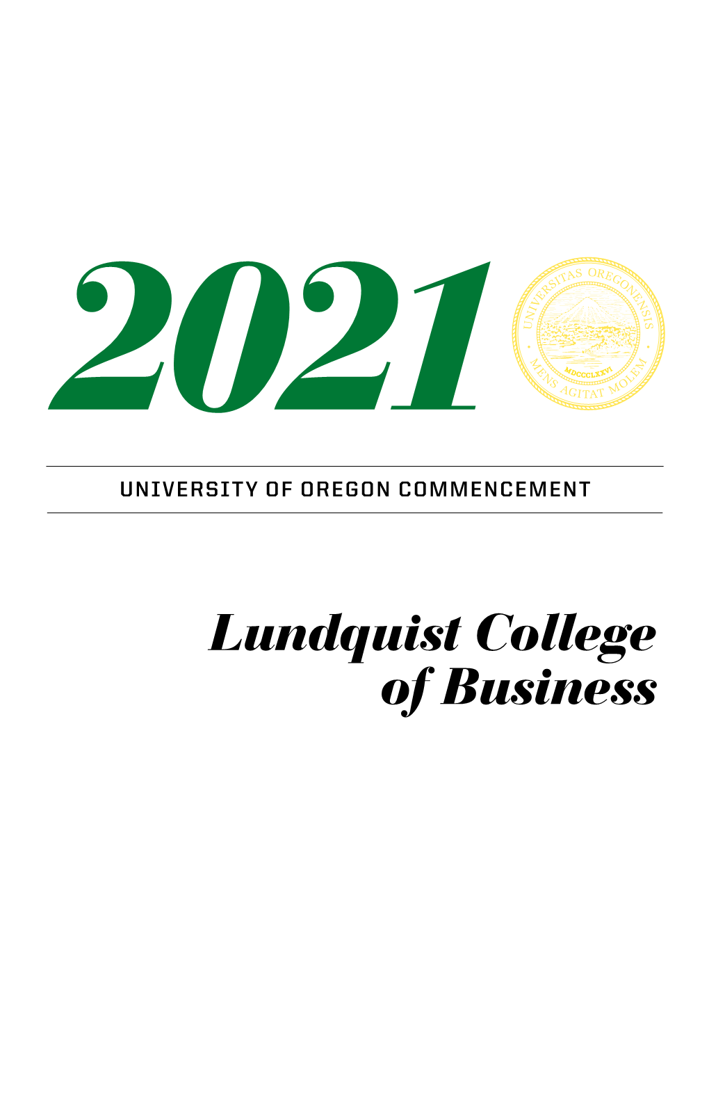 2021 University of Oregon Commencement Program