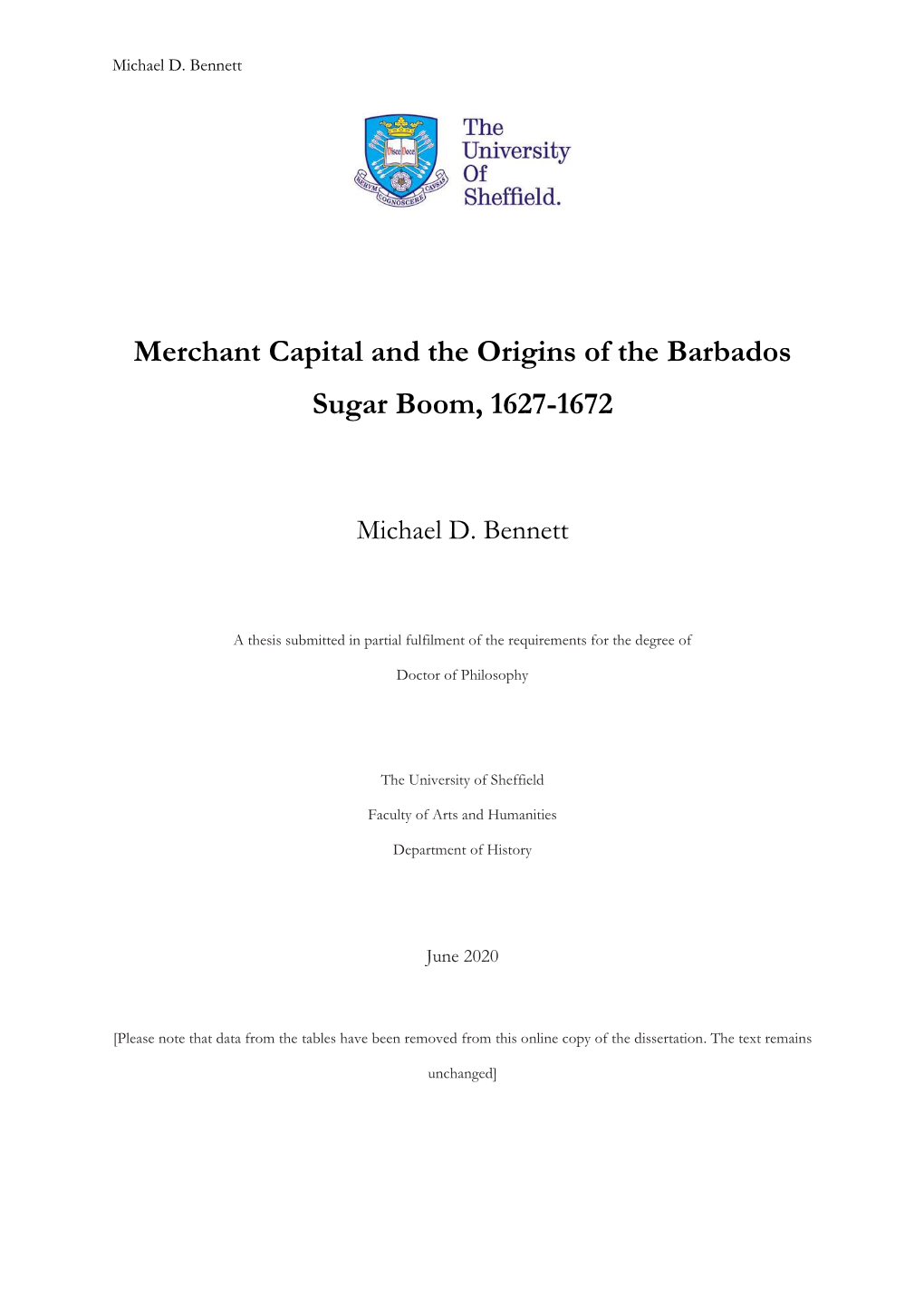 Merchant Capital and the Origins of the Barbados Sugar Boom, 1627-1672