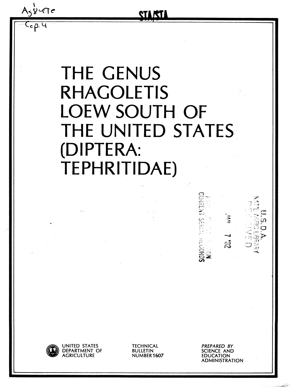The Genus Rhagoletis Loew South of the United States (Díptera: Tephritidae)