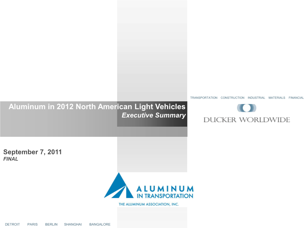 Aluminum in 2012 North American Light Vehicles Executive Summary