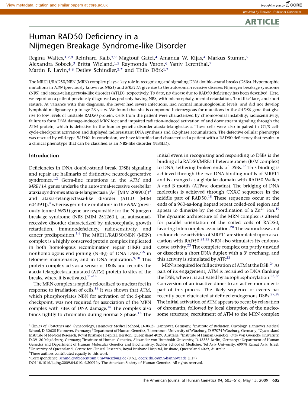 Human RAD50 Deficiency in a Nijmegen Breakage Syndrome-Like