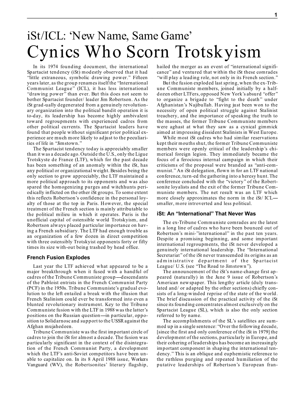 Cynics Who Scorn Trotskyism