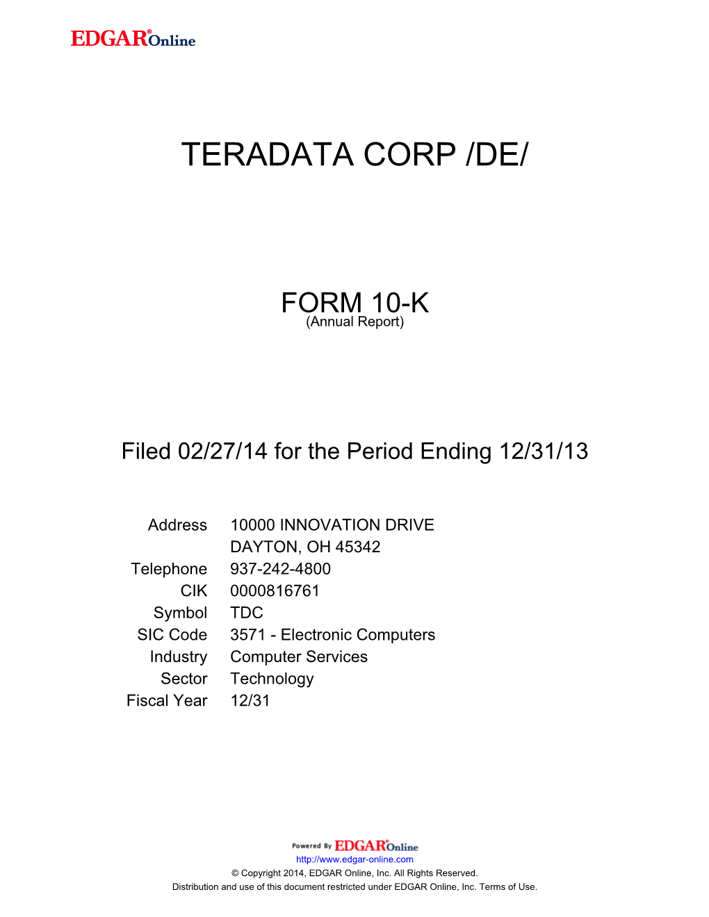 Teradata Corp /De