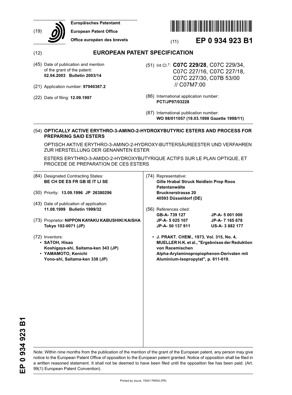 Optically Active Erythro-3-Amino-2