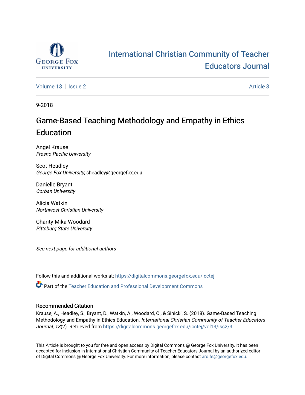 Game-Based Teaching Methodology and Empathy in Ethics Education