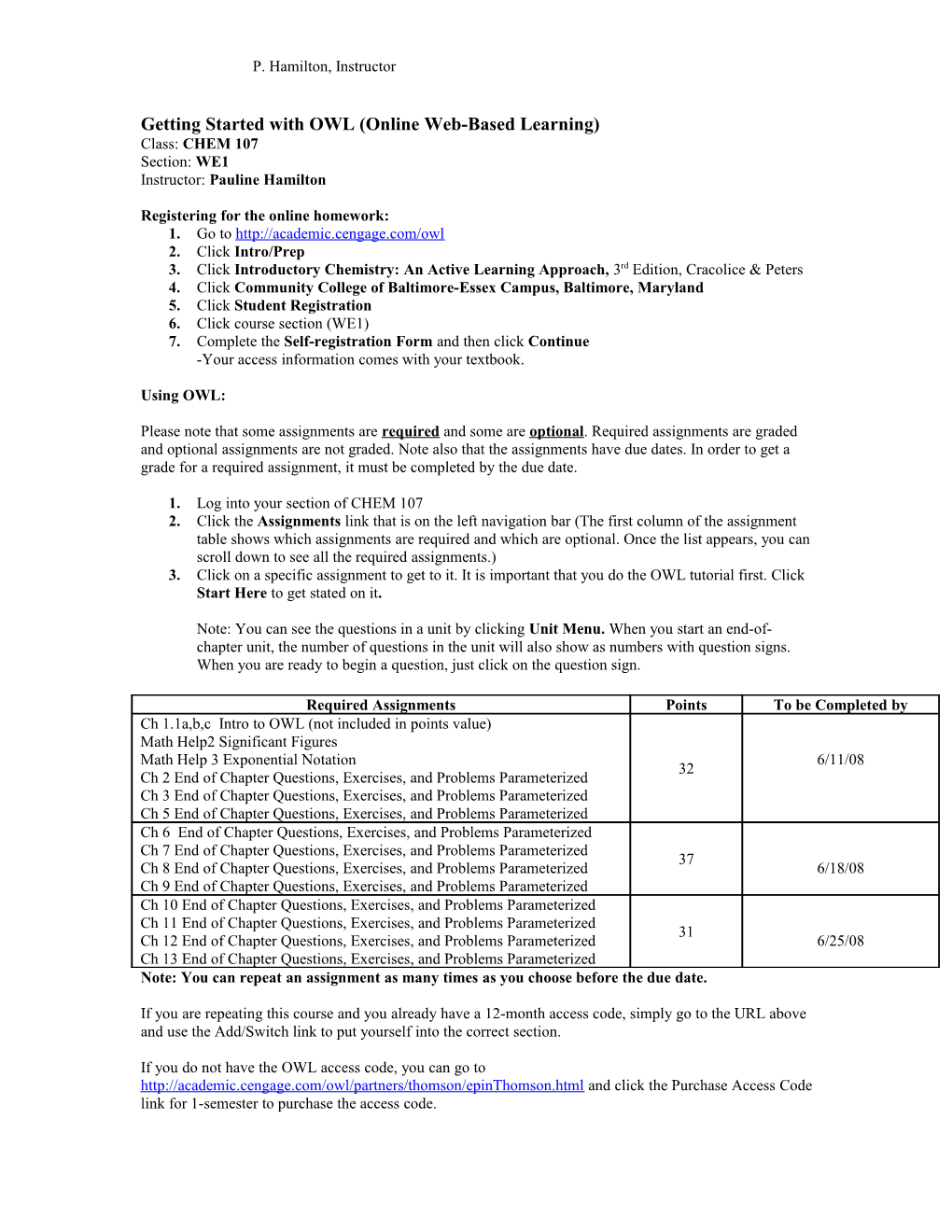 Getting Started with OWL (Online Web-Based Learning)