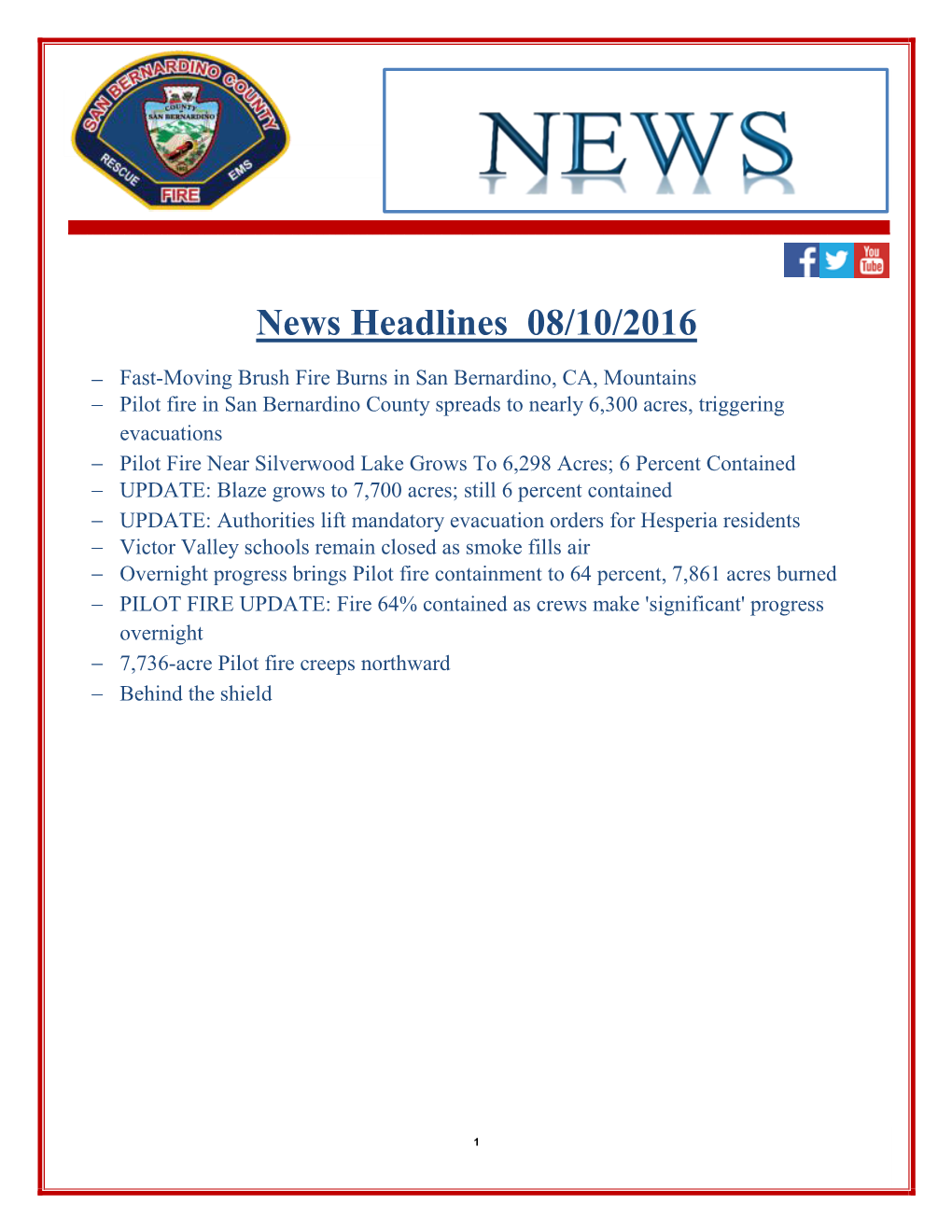 News Headlines 08/10/2016