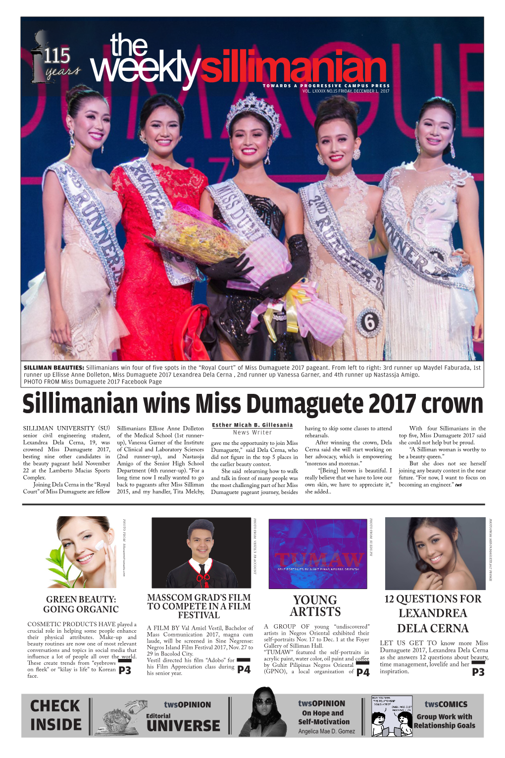 Sillimanian Wins Miss Dumaguete 2017 Crown Esther Micah B