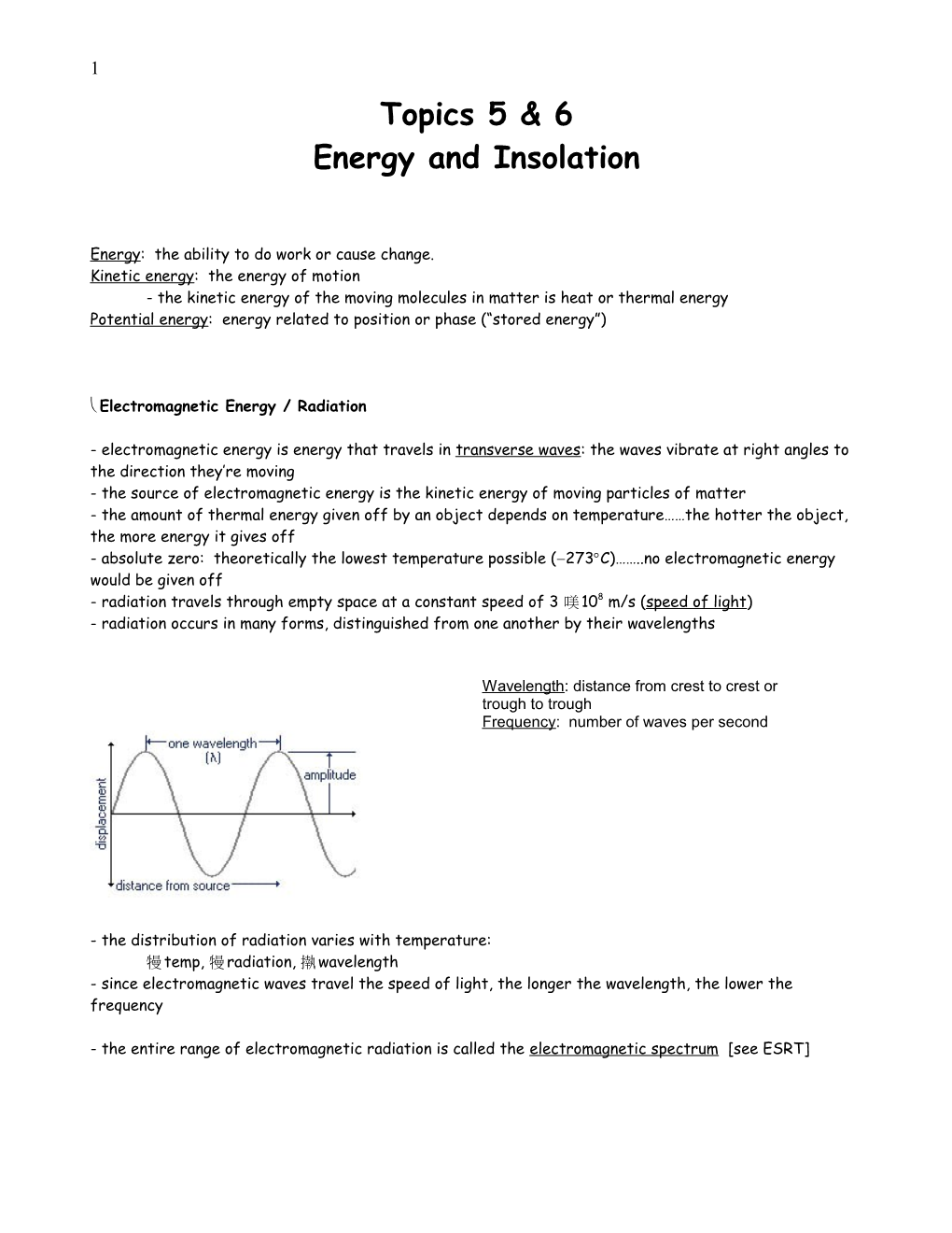 Energy and Insolation