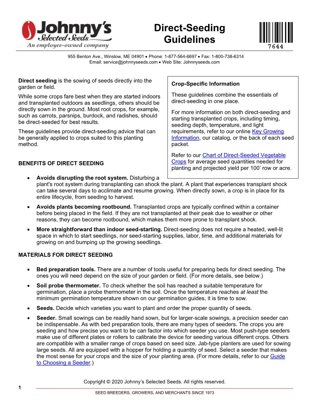 Direct-Seeding Guidelines