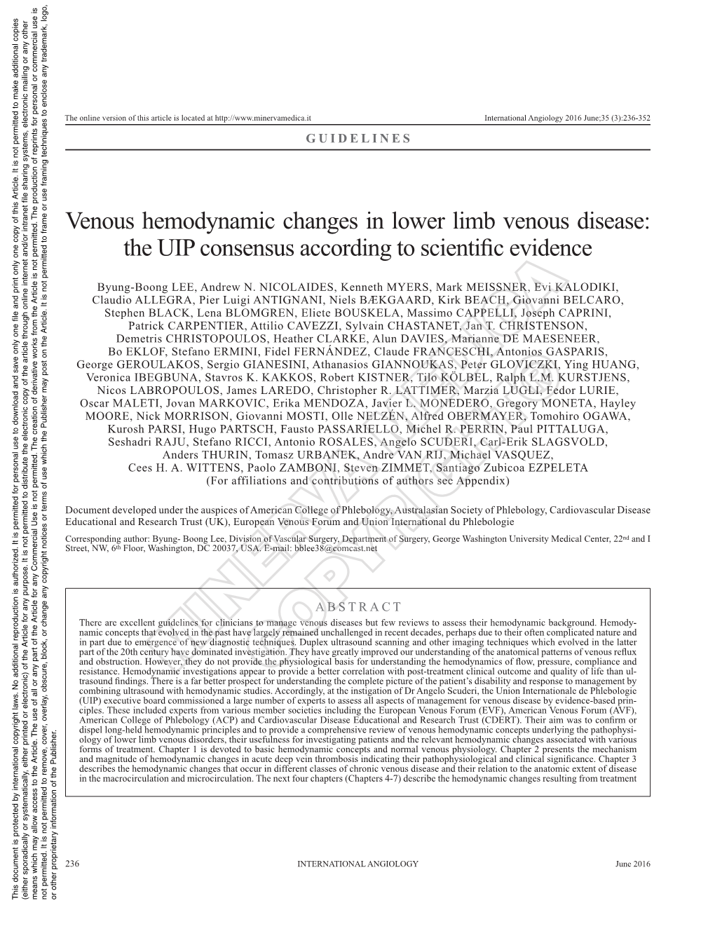 Venous Hemodynamic Changes in Lower Limb Venous Disease: the UIP Consensus According to Scientific Evidence