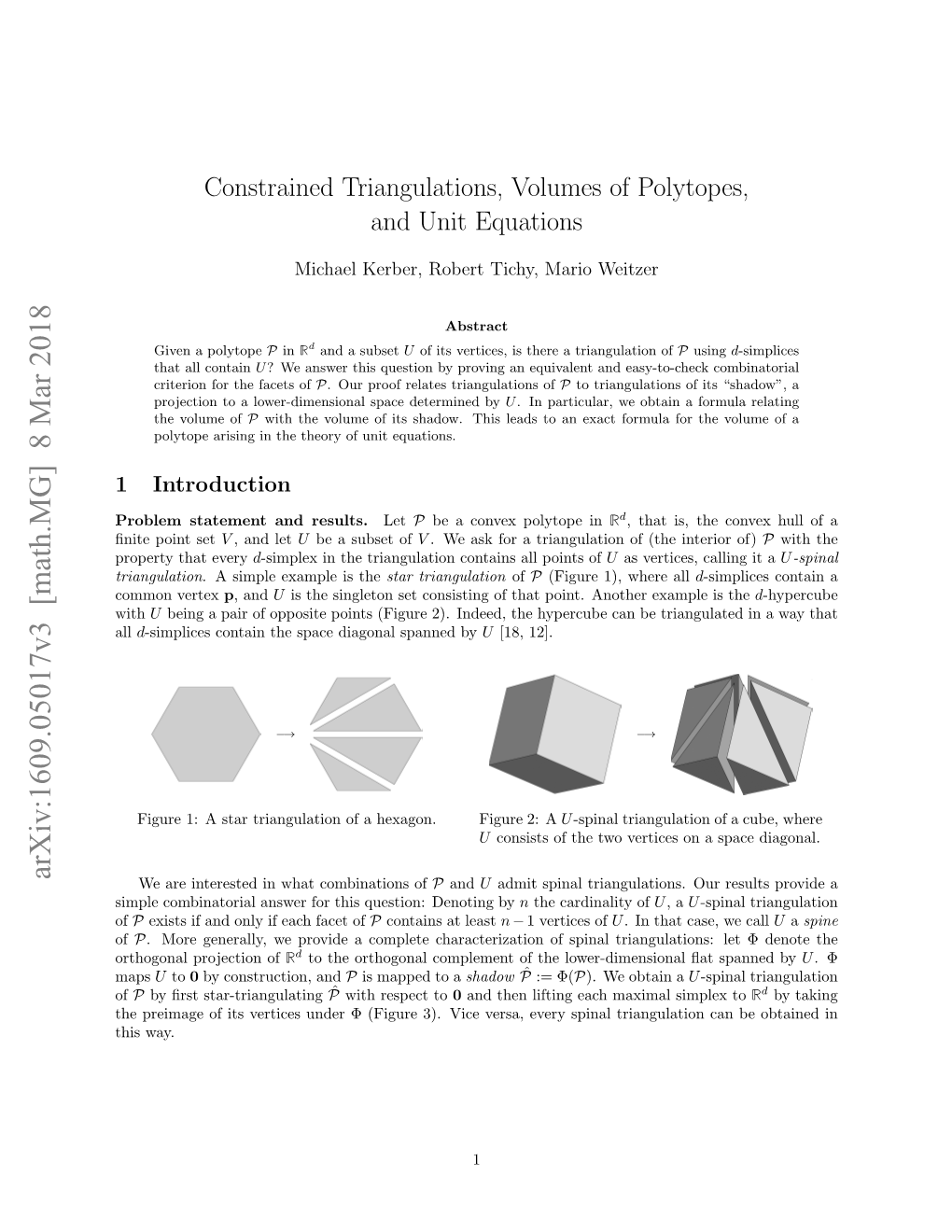 Constrained Triangulations, Volumes of Polytopes, and Unit Equations