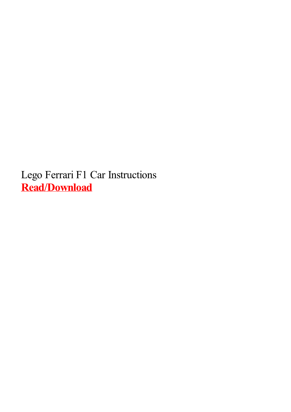 Lego Ferrari F1 Car Instructions for Watching