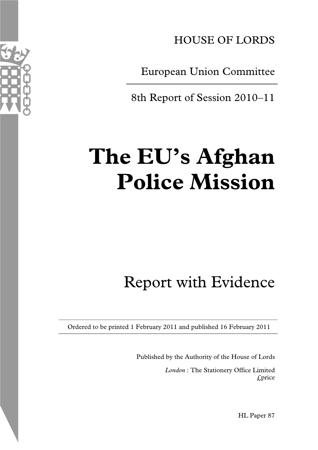 The Eu's Afghan Police Mission