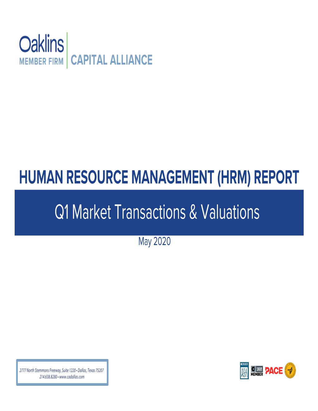 Q1 Market Transactions & Valuations